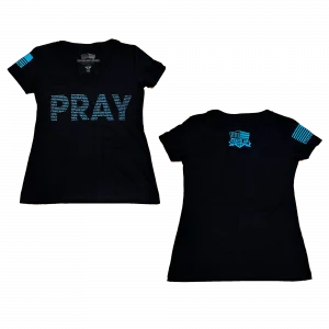 Womens V-NECK - PRAY - Power in Prayer V-NECK T-SHIRT Black