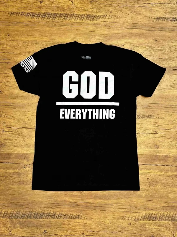 What an AMAZING GOD Shirt. God over Everything proudly displays your conservative views. Shirt comes in Green, Grey, White, Black & Mauve