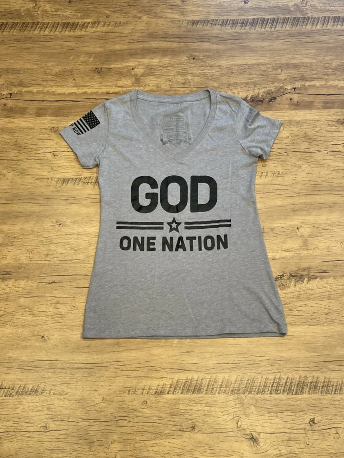 One nation under God Womens V-Neck GREY