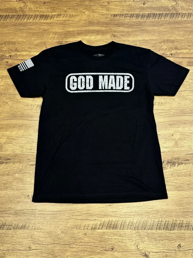 GOD MADE- Black comfortable T-shirt Great fro Men and Women who want to BOLDLY say they are made in the image of GOD