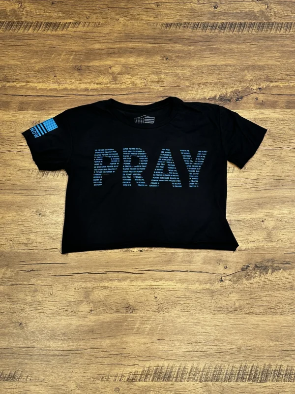 Womens Crop Top - PRAY - Power in Prayer Cop Top Black