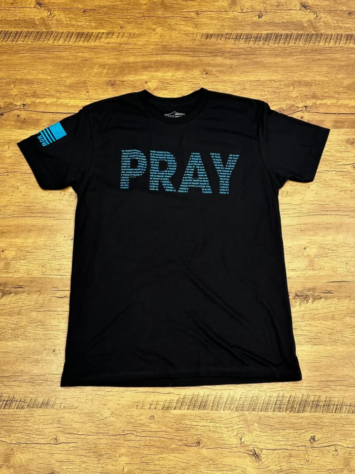 Mens Black Tee Shirt - PRAY - Power in Prayer T-SHIRT Black