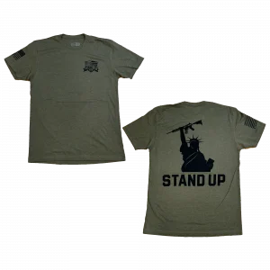 Defend the 2nd Amendment T-Shirt -Military Green shirt - Protecting your right to bare arms - Stand Up Now