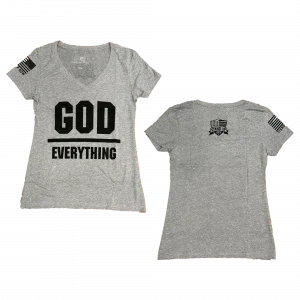 What an AMAZING GOD Shirt. God over Everything proudly displays your conservative views. Shirt comes in a women's v-neck