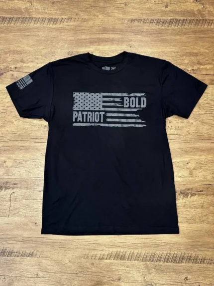 Black Bold Patriot Shirt with gray text