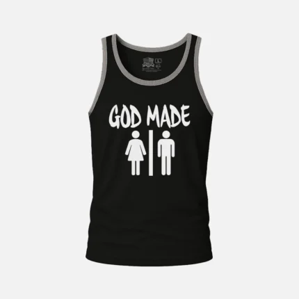 This Powerful GOD MADE MAN & WOMAN Tank Top is not only BOLD but comfortable. Available in many colors Black, Grey & green tank tops